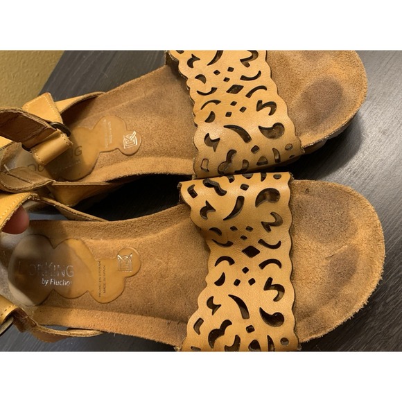 DORKING Tan Cut-Out Leather Quarter Strap Wedge Heel Sandals EUR 39≈ US 8.5 - Picture 10 of 12